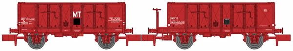 REE Modeles NW-050 - N - GONDOLA OCEM 29 Set of 2 Wagons in Steel Type B Red Era III